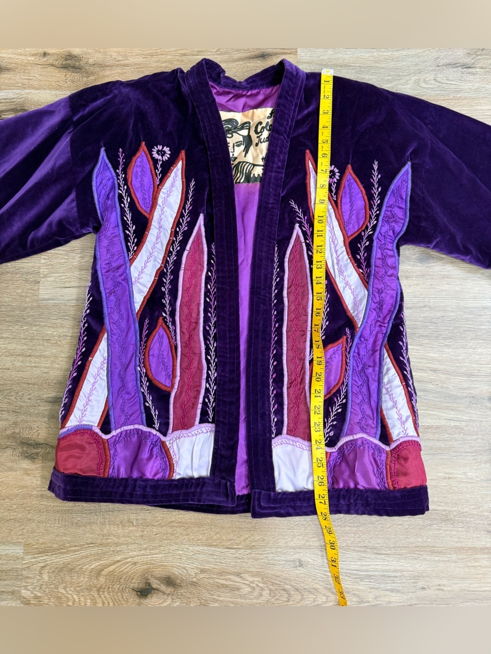 Vintage Colorim Judith Roberts Purple Velvet Wearable Art Jacket Embroidered Kim - Picture 10 of 12